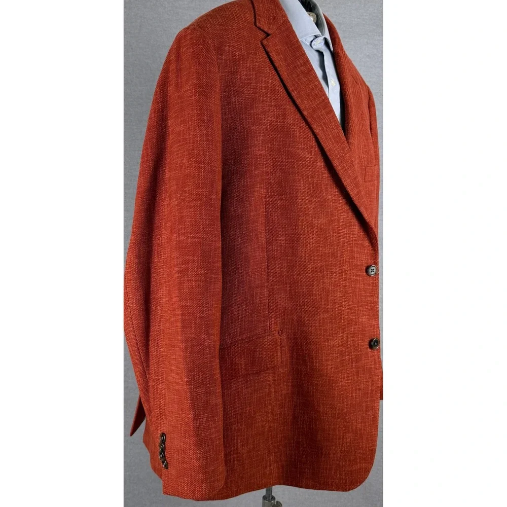 Paul Fredrick Mens Rust Wool Blend 2 Button Sport Coat Blazer 50R JPS004D